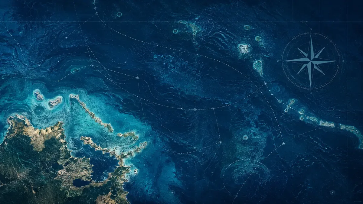 Mapa oceánico abstracto del Triángulo de las Bermudas